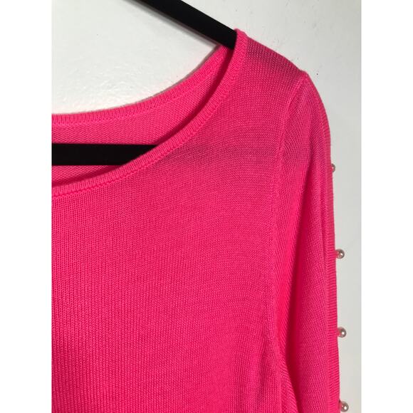 Lilly Pulitzer Rosemary Sweater Hot Pink Pearls M Preppy Resort Barbiecore - Picture 2 of 9